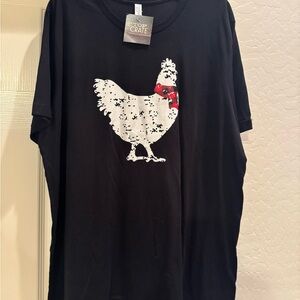 NWT TOP CRATE CHICKEN GRAPHIC BLACK WOMEN’S Plus Size 2X